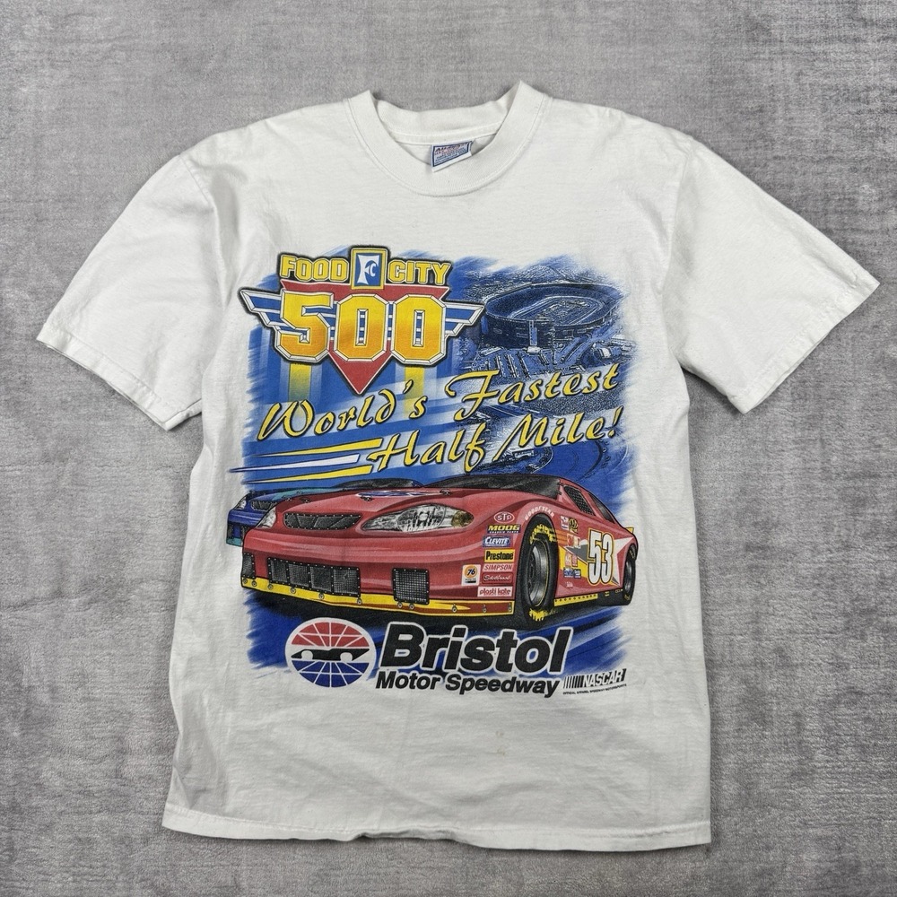 Vintage NASCAR Shirt Mens Medium 90s Bristol Motor Speedway Food City 500 Racing